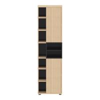 Čierna vysoká kúpeľňová skrinka v dekore duba 50x182 cm Kube - TemaHome