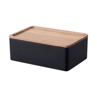 Čierny úložný box s vekom 18.5x12.5x7 cm Rin – YAMAZAKI