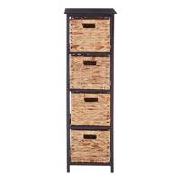 Čierny/v prírodnej farbe kúpeľňový regál z masívu paulownie 32x100 cm Padstow – Premier Housewares