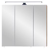 Hnedá závesná kúpeľňová skrinka so zrkadlom 75x70 cm Set 374 - Pelipal