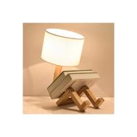 Krémovobiela stolová lampa z masívneho dreva (výška 46 cm) WoodenMan – Squid Lighting