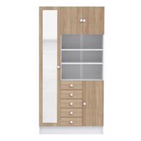 Kúpeľňová skrinka v dekore duba v bielo-prírodnej farbe 90x182 cm Combi – TemaHome
