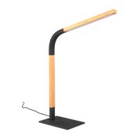 LED stmievateľná stolová lampa v čiernej a prírodnej farbe s dreveným tienidlom (výška 73,5 cm) Norris – Trio