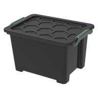 Lesklo čierny plastový úložný box s vekom Evo Safe - Rotho