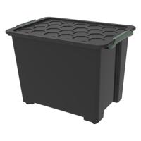 Lesklo čierny plastový úložný box s vekom Evo Safe - Rotho