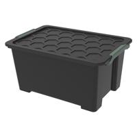 Lesklo čierny plastový úložný box s vekom Evo Safe - Rotho