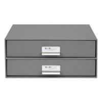 Sivá 2-poschodová zásuvka na dokumenty Bigso Box of Sweden Birger, 33 × 22,5 cm