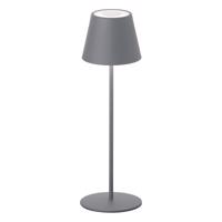 Sivá LED stmievateľná stolová lampa so senzorom pohybu a s kovovým tienidlom (výška 38 cm) Consenza – Fischer &amp; Honsel