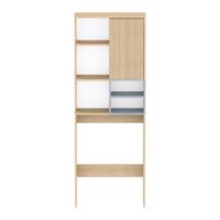 Sivá vysoká kúpeľňová skrinka v dekore duba nad práčku/toaletu 64x179 cm Kube - TemaHome