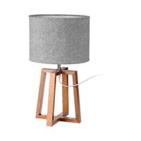 Sivo-hnedá stolová lampa z masívneho dreva s textilným tienidlom (výška 44 cm) – Casa Selección