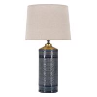 Sivo-krémová keramická stolová lampa s textilným tienidlom (výška 55 cm) Graphs Dark – Mauro Ferretti