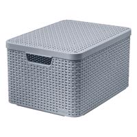 Sivý úložný box s vekom Curver Style, 30 l