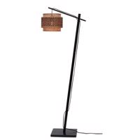 Stojacia lampa s bambusovým tienidlom v čierno-prírodnej farbe (výška 150 cm) Bhutan – Good&amp;Mojo