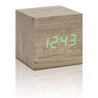 Svetlohnedý budík so zeleným LED displejom Gingko Cube Click Clock