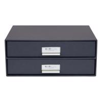 Tmavosivá 2-poschodová zásuvka na dokumenty Bigso Box of Sweden Birger, 33 × 22,5 cm