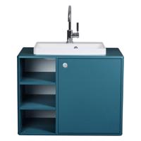V petrolejovej farbe závesná skrinka s umývadlom bez batérie 80x62 cm Color Bath – Tom Tailor