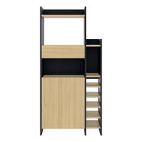 Vinotéka v dekore duba počet fliaš 12 v čierno-prírodnej farbe, 77x161 cm Kitchy – TemaHome
